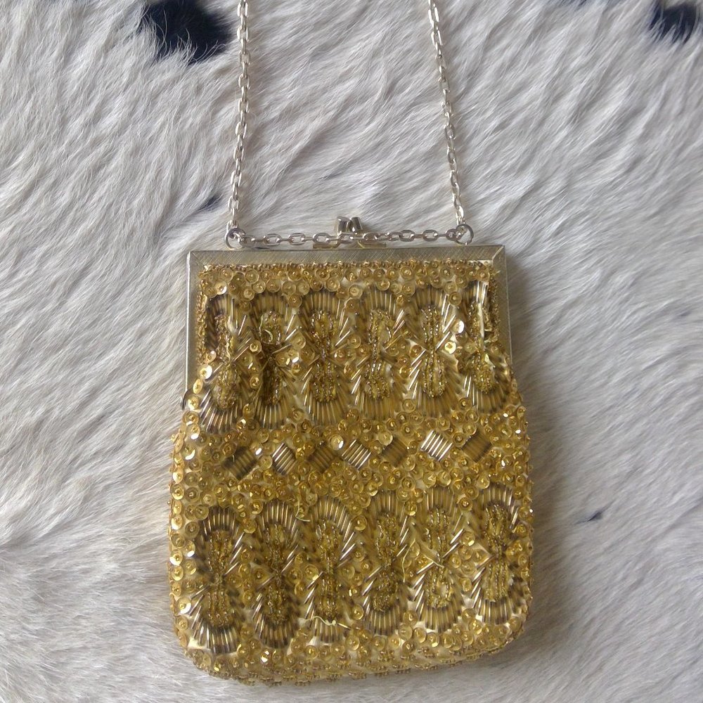 Evening clutch purse beaded vintage